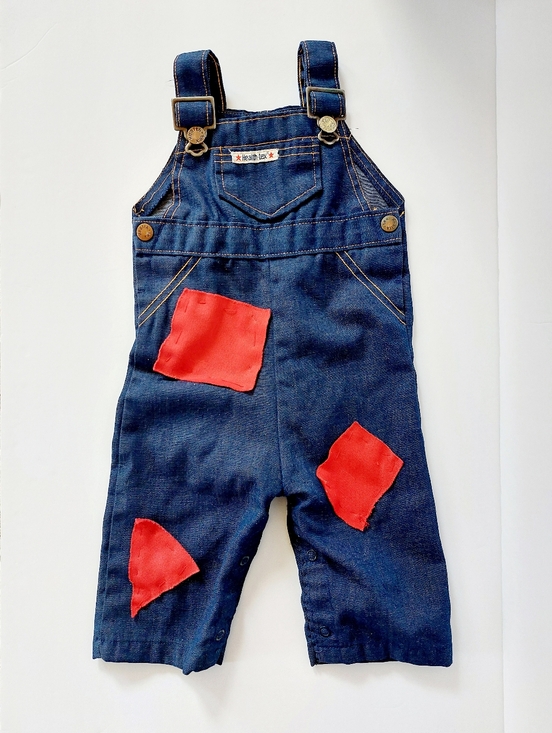 healthtex Other - Vintage Denim Overalls with Patches Health-Tex 12m Autumn‎ Scarecrow Farm